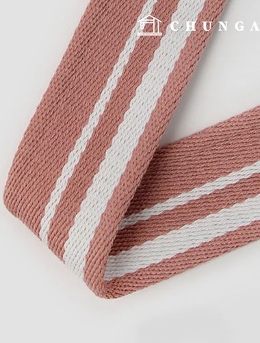 ウェービングストラップバッグ素材素材ウェビングストラップエコバッグワイドミックスライン50mmインディピンクホワイト48049