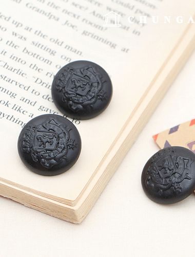 ゴールドボタン ヴィンテージコートジャケットボタン クラウン文章 23mm ブラック 71137