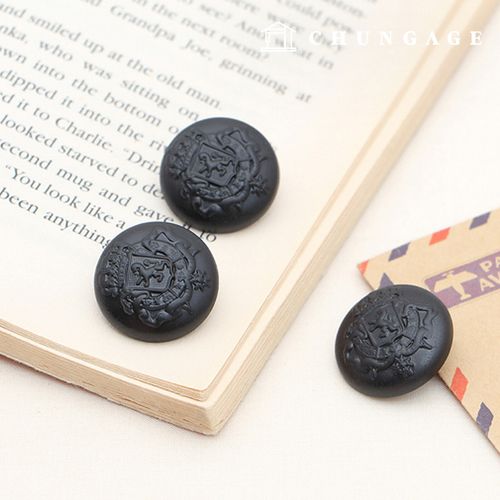 ゴールドボタン ヴィンテージコートジャケットボタン クラウン文章 23mm ブラック 71137