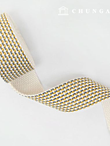 ウェビング紐 カバン ウェビング紐 ダブルステッチ グレー イエロー 30mm 60778