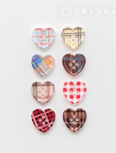 ラブリーハートチェックボタン服作り