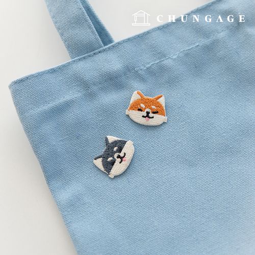 熱接着ワッペン柴犬雪の子犬ワッペン