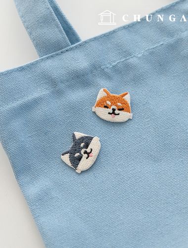 熱接着ワッペン柴犬雪の子犬ワッペン