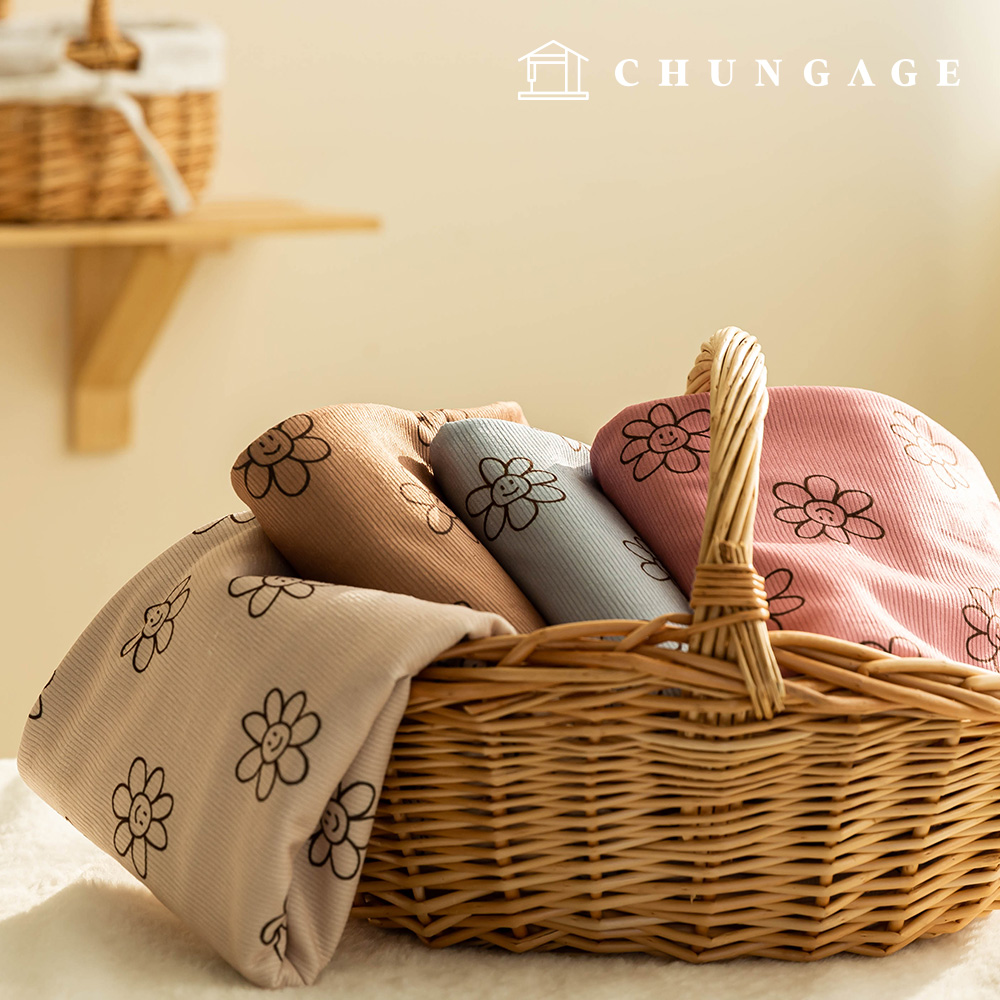 コーデュロイ生地 スパン ザンゴルデン 16W コーデュロイ生地 花柄 花 広幅 冬生地 ハッピーデイズ 4種