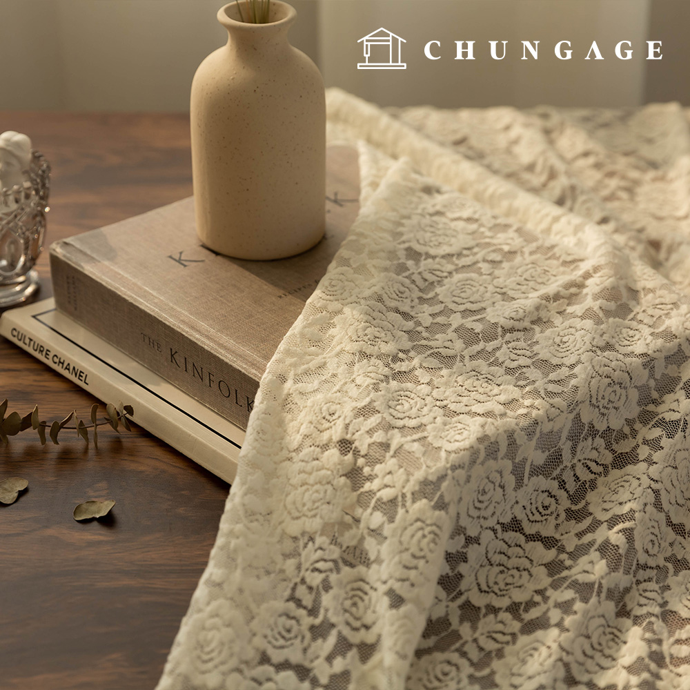 レース生地 スパン ラッセル メッシ 広幅 フラワー生地 インナーローズ