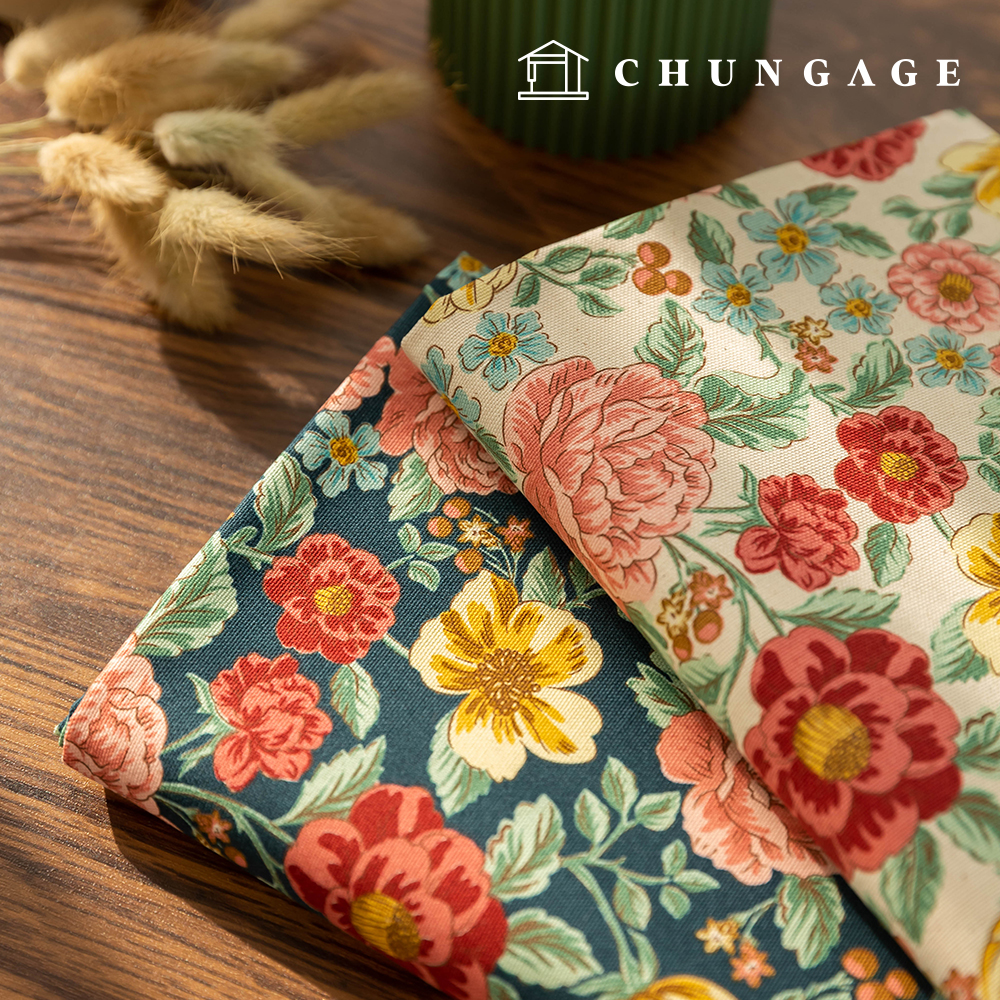 コットンオックスフォード生地フラワー花柄生地シャローム2種