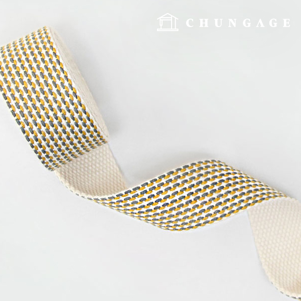 ウェビング紐 カバン ウェビング紐 ダブルステッチ グレー イエロー 30mm 60778