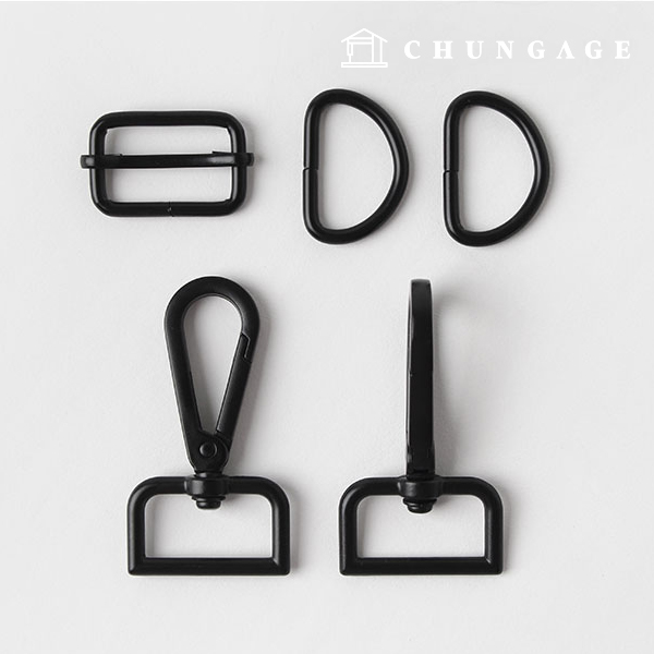 バッグ接続リングDリングセット25mmブラック54321