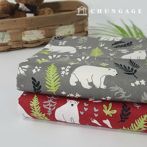 コットンオックスフォード生地クマの生地 ノルディックポラベア2種
