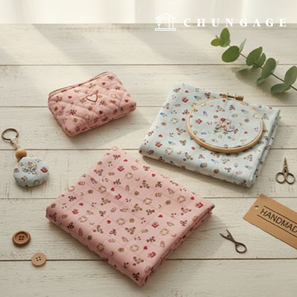 コットンオックスフォード生地クマの花柄の花生地コジベア3種