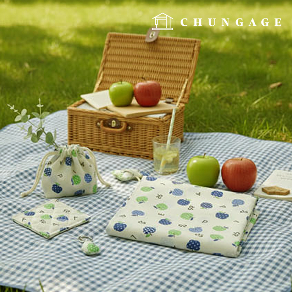 綿混紡生地アップル生地アップルレタリング