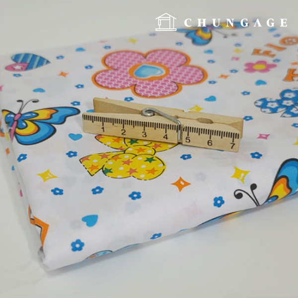 綿混紡生地蝶生地バタフライホワイトブル