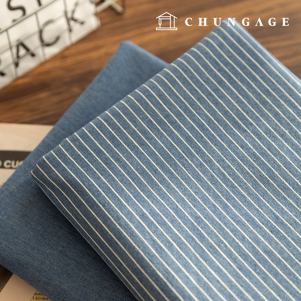 デニム生地スチールストライプジーンズ生地ビンテージ平織り生地ライトレトロ2種1ヤード