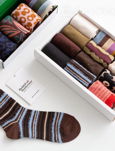 冬ニット中木ソックスゴルジ平織りデザイン女性ファッションソックスセット