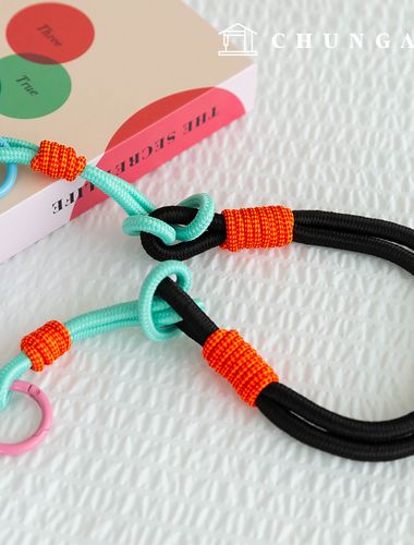 キーリング結び紐キーホルダーキーホルダーロープリングキーリングブラックチェーン