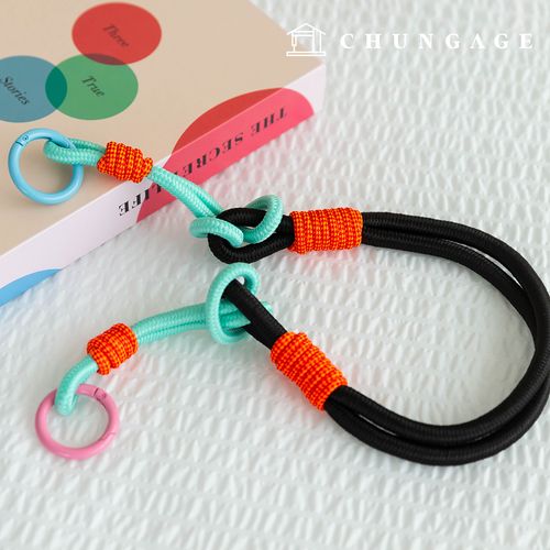キーリング結び紐キーホルダーキーホルダーロープリングキーリングブラックチェーン