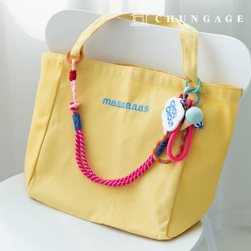 キーリング結び紐キーホルダーキーホルダーロープリングキーリングピンクチェーン