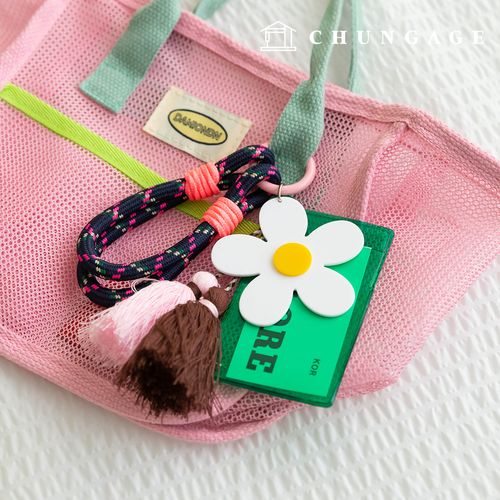 キーリング結び紐キーホルダーキーホルダータスル装飾カードホルダーフォトカードキーリングタスルデイジー