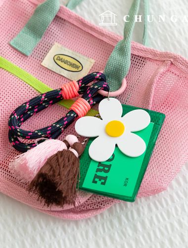 キーリング結び紐キーホルダーキーホルダータスル装飾カードホルダーフォトカードキーリングタスルデイジー