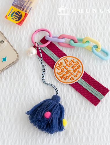 キーリング結び目真珠タス飾り紐キーホルダーキーホルダー人形キーリングベラル