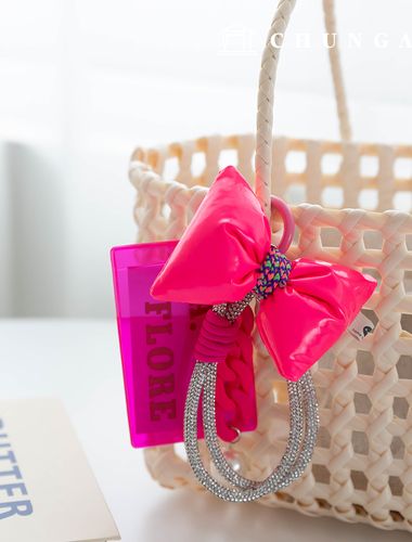 キーリング結び目キュービック紐キーホルダーキーホルダーチェーンピンクリボン真珠カードホルダーフォトカードキーリング蝶リボン6種