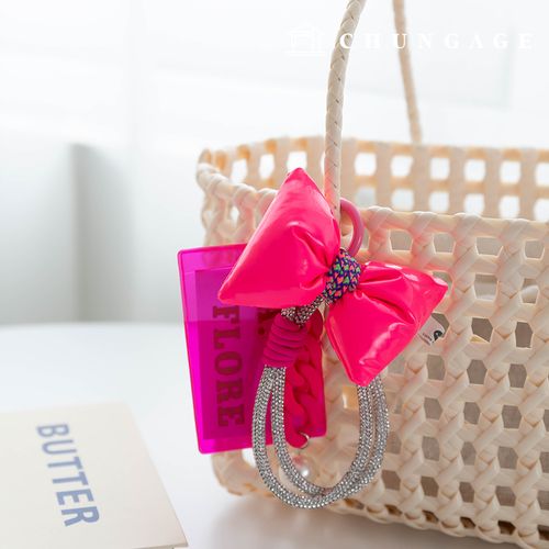 キーリング結び目キュービック紐キーホルダーキーホルダーチェーンピンクリボン真珠カードホルダーフォトカードキーリング蝶リボン6種