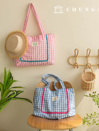 エコバッグチェックトートバッグキャンディラブ2種