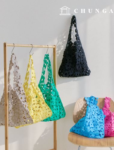 エコバッグパンチングレース刺繍花柄フラワートートバッグイルルージョン6種
