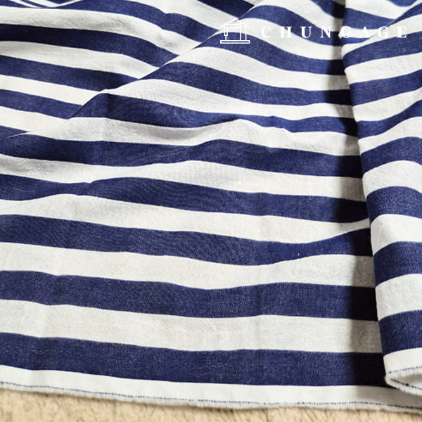 綿生地 ウォッシング 広幅 30 カウントストライプ 1.5cm マリンボーイ