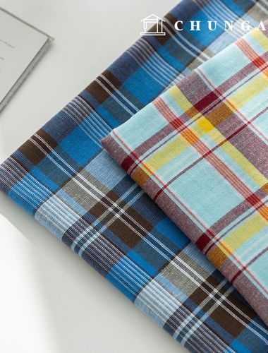 コットンチェック生地 先染チェック 衣類生地スプーン2種