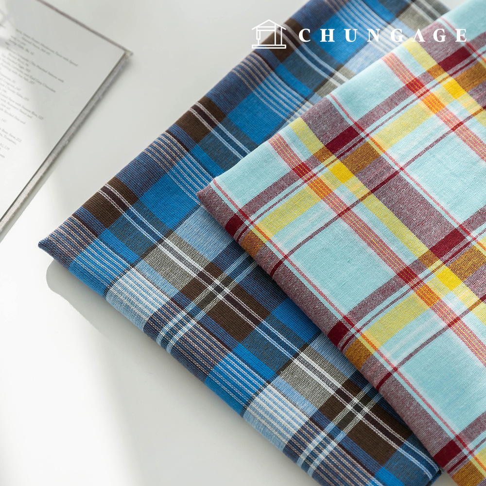 コットンチェック生地 先染チェック 衣類生地スプーン2種