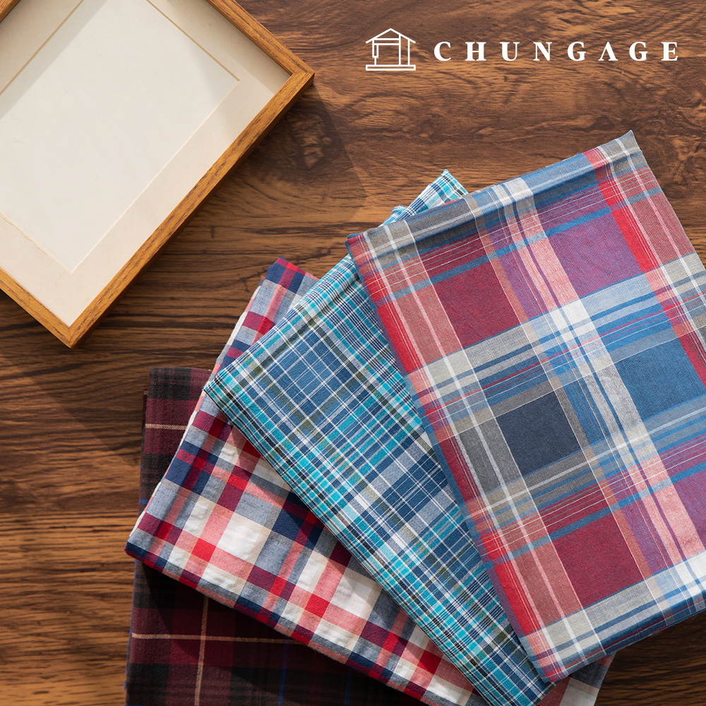 コットンチェック生地 先染チェック 衣類生地 広幅ボニー 4種