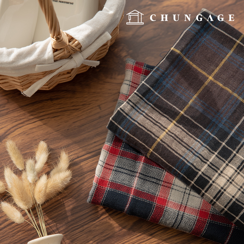 コットンチェック生地 先染チェック 衣類生地 広幅ミューズリー2種