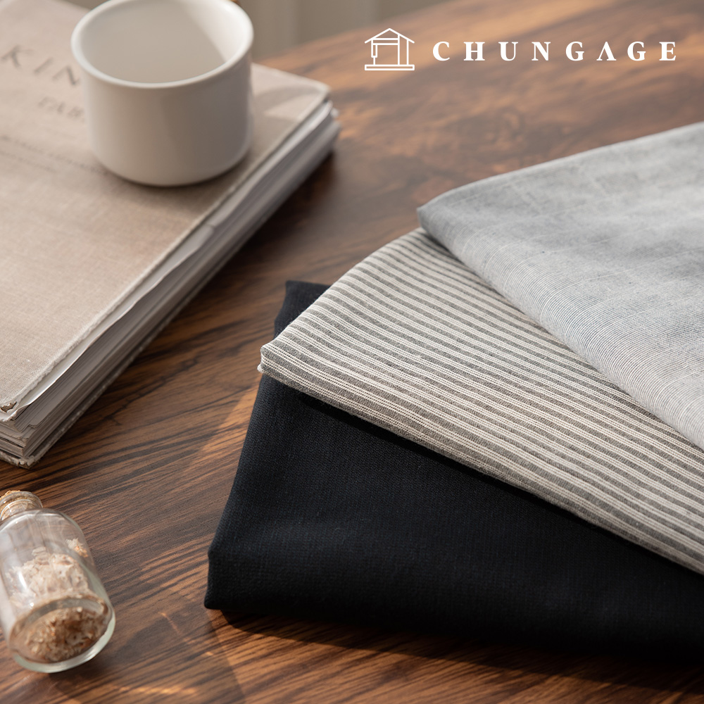 コットンストライプ生地 先染 平織り 衣類生地 広幅リネント 3種