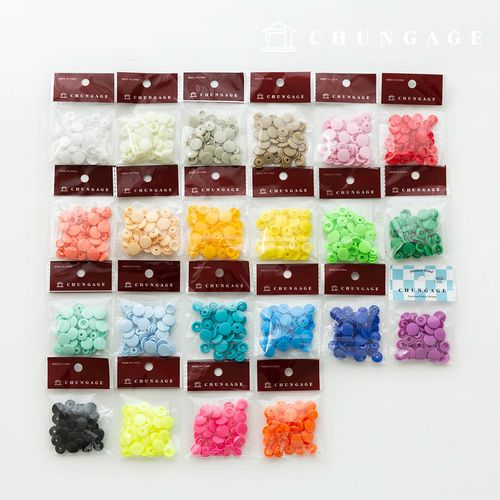 カチカチボタンプラスチックティースナップボタン服作り丸型12mm 23種