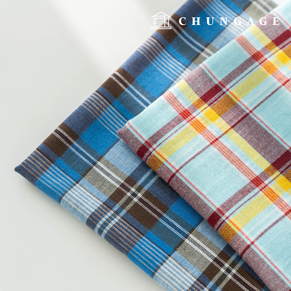 コットンチェック生地 先染チェック 衣類生地スプーン2種