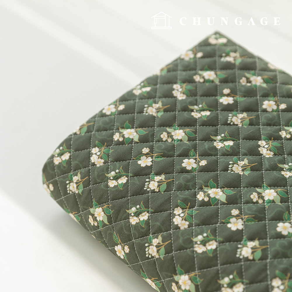 キルティング生地コットン20カウントDTP花柄フラワーヌービム布淡緑梅