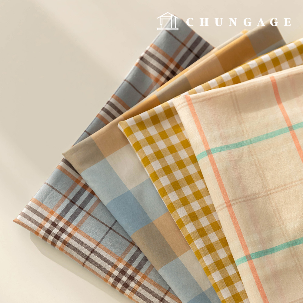 コットンチェック生地 先染チェック 衣類生地 広幅ベーグル 4種