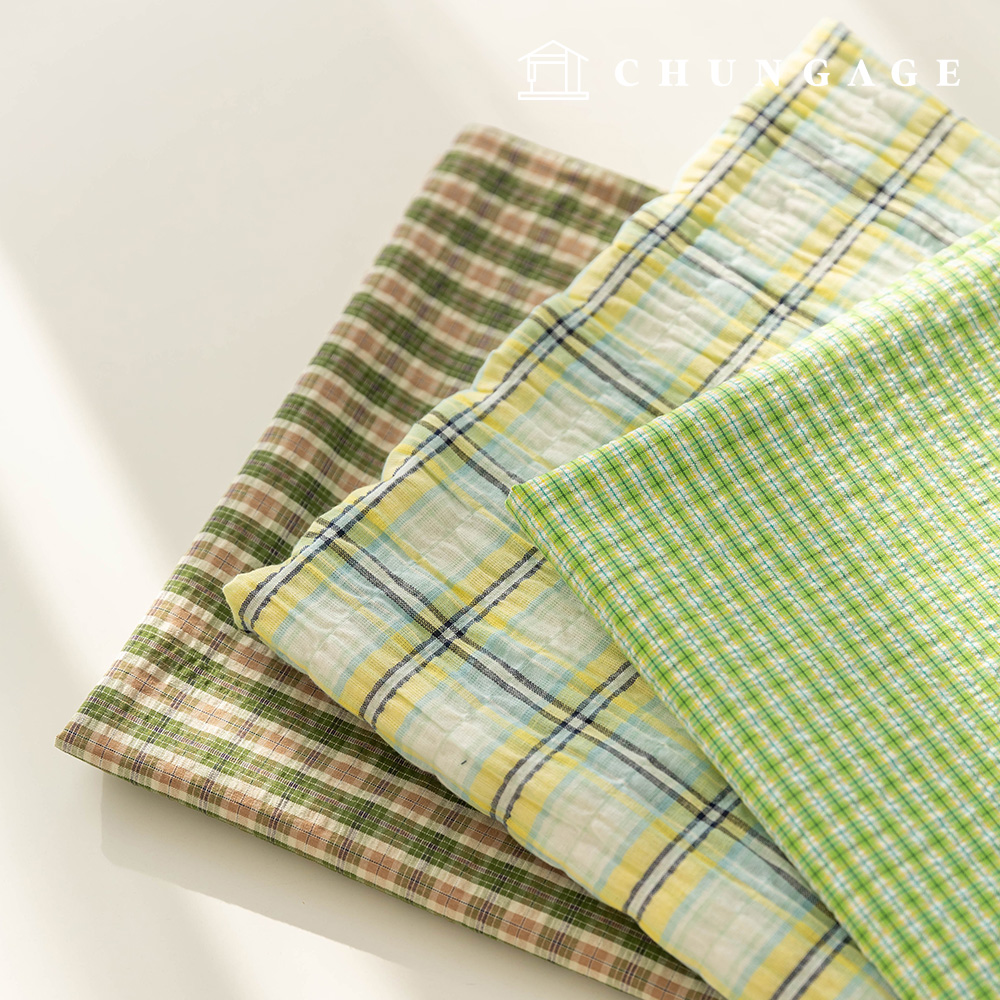 支持美生地リップルコットンチェック生地ポレット3種