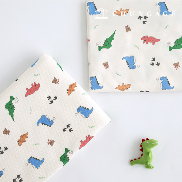 大丸生地オーガニック両面キルティング広幅30カウント40カウント広幅恐竜2種