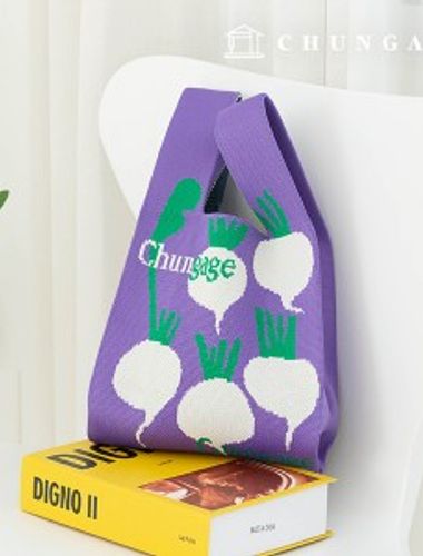 ニットミニ手袋チェックニットバッグ手首バッグ