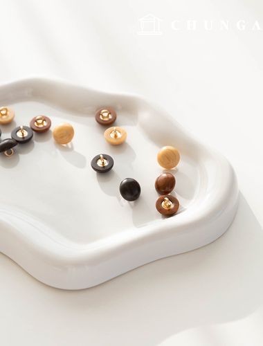 高級バンコンウッド丸型ボタン12mm 3種5個入り