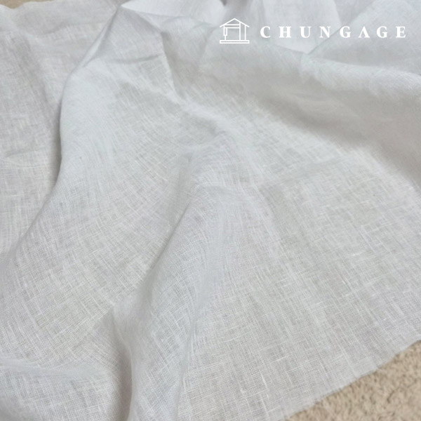 リネン生地 ウォッシング 40カウント 平織り生地 広幅ホワイト