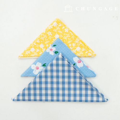 生地パッケージフラワーチェックビンテージ生地イエロー彫刻布3種パック135