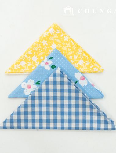 生地パッケージフラワーチェックビンテージ生地イエロー彫刻布3種パック135