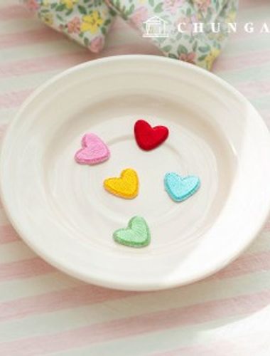 接着剤ワッペンパッチ刺繍ミニハートワッペン206