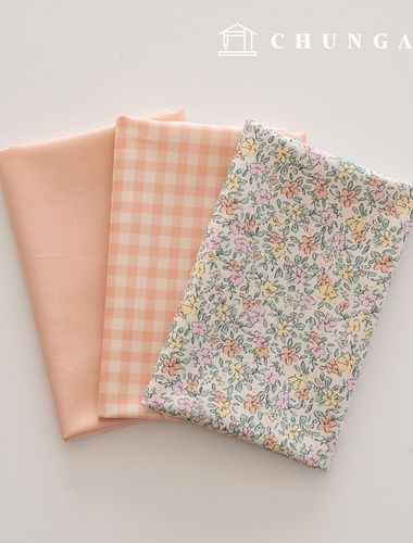 生地パッケージフラワーさくらんぼ生地チェック千人形子犬服作り3種228