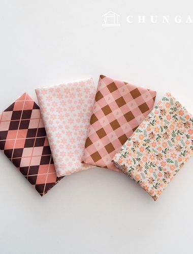 生地パッケージ フラワー さくらんぼ生地チェック千人形 子犬服作り 4種 244