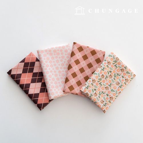 生地パッケージ フラワー さくらんぼ生地チェック千人形 子犬服作り 4種 244