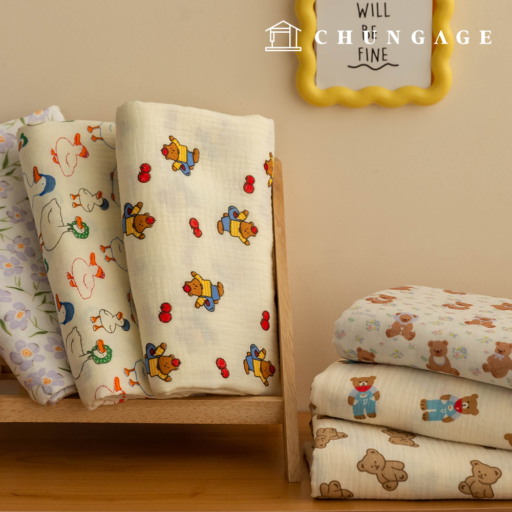 ヨル二重ガーゼ生地コットン花柄フラワークマの生地ポビー6種